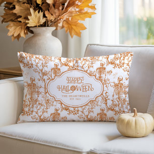 Halloween Skeletten Oranje Toile Patroon Naam Jaar Kussen