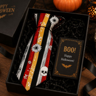 Halloween skeletten Rood Zwart Griezelen Gothisch  Stropdas