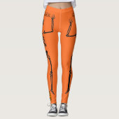 Halloween Skeletten Sinaasappel Jack o Lantern Par Leggings (Voorkant)