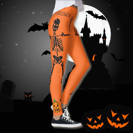Halloween Skeletten Sinaasappel Jack o Lantern Par Leggings
