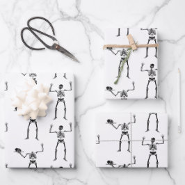 Halloween skeletten, snoep of een poets, boe inpakpapier vel