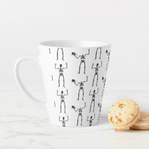 Halloween-skeletten, snoep of een poets, boe latte mok