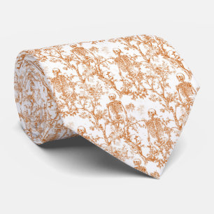 Halloween Skeletten Toile de Jouy Oranje Wit Stropdas