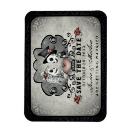 Halloween Skeletten Zwart Grijs & Rood Hart Magneet