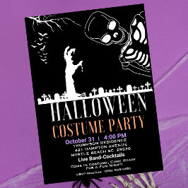 Halloween Skelton Graveyard Kostuum Party Kaart