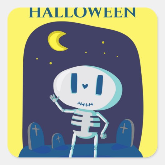 Halloween skelton party stickers. vierkante sticker (Voorkant)