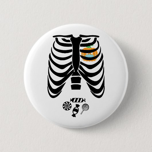 Halloween Skelton T-shirts Grappig Halloween cadea Ronde Button 5,7 Cm (Voorkant)