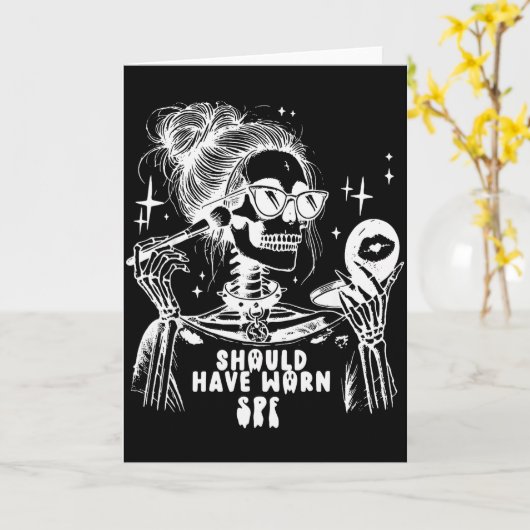 Halloween Skin Care Esthetician Skeleton Skin Esth Kaart (Gele Bloem)