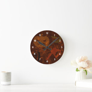 Halloween Skon on Eerie Background Wall Clock Ronde Klok
