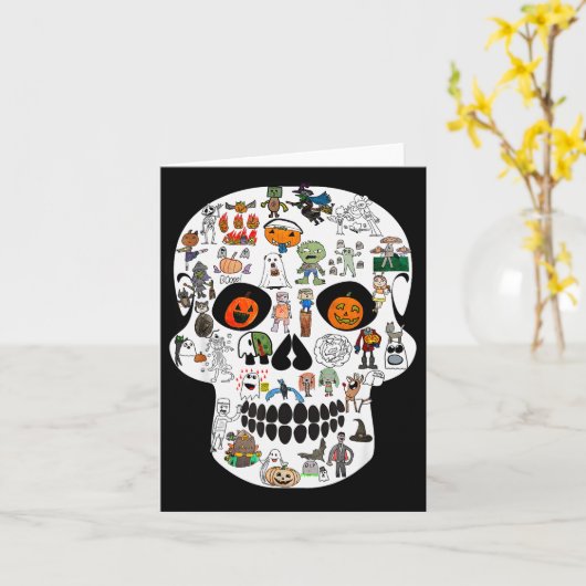 Halloween Skull 2025  Kaart (Gele Bloem)