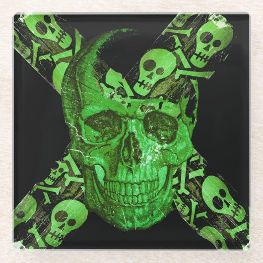 Halloween Skull #2 Glazen Onderzetter (Voorkant)