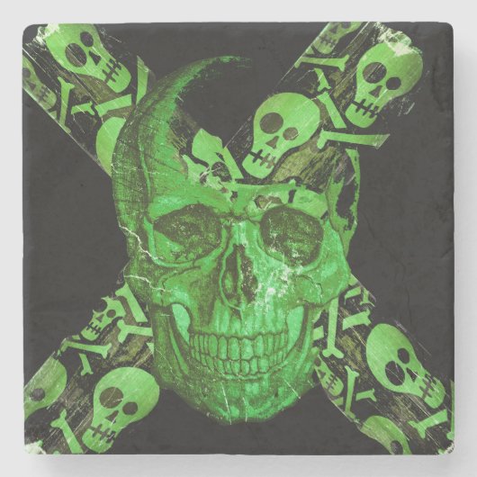Halloween Skull #2 Stenen Onderzetter (Voorkant)