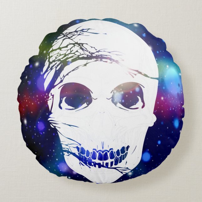 Halloween Skull #4 Rond Kussen (Voorkant)
