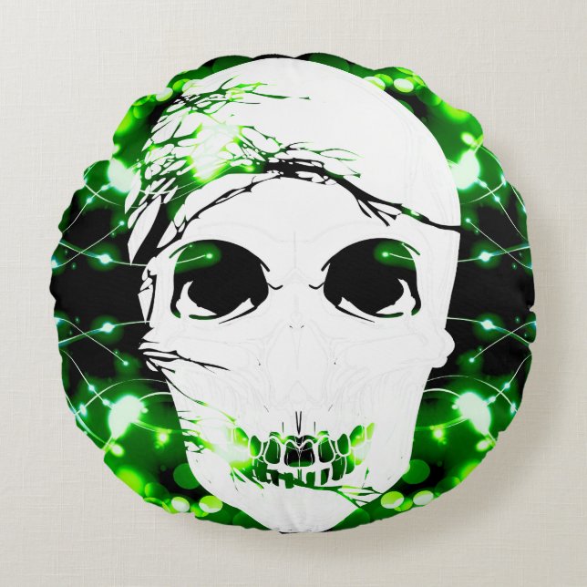 Halloween Skull #8 Rond Kussen (Voorkant)
