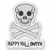 Halloween Skull and Botten Custom-Cut Vinyl Sticke Sticker (Voorkant)