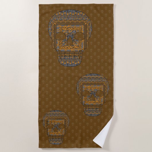 Halloween Skull Beach Towel Strandlaken (Voorkant)