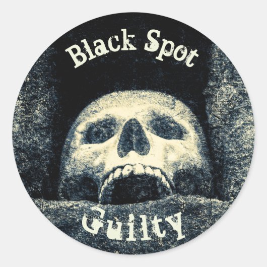 Halloween Skull Black Spot Guilty Ronde Sticker (Voorkant)