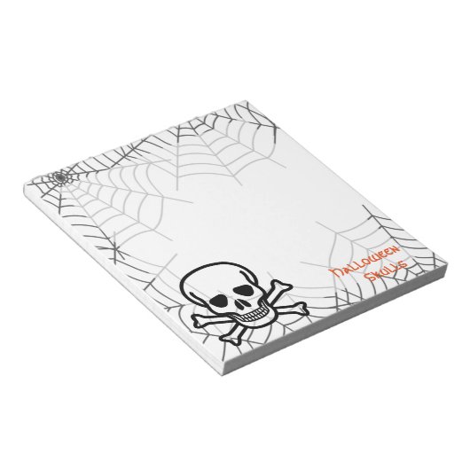 Halloween Skull Bone Skeleton Spider Web Notitieblok (Schuin)