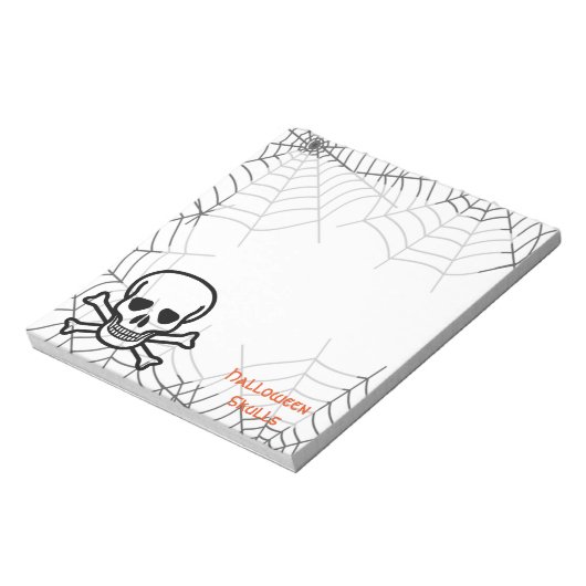 Halloween Skull Bone Skeleton Spider Web Notitieblok (Linkerzijde)