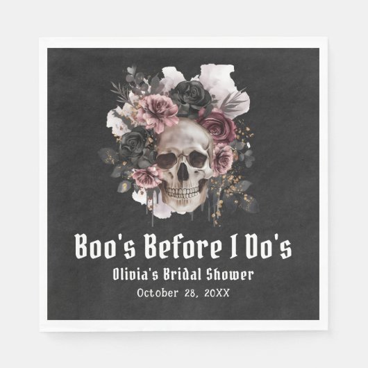 Halloween Skull Boo's Before I Do's Vrijgezellenfe Servet (Voorkant)