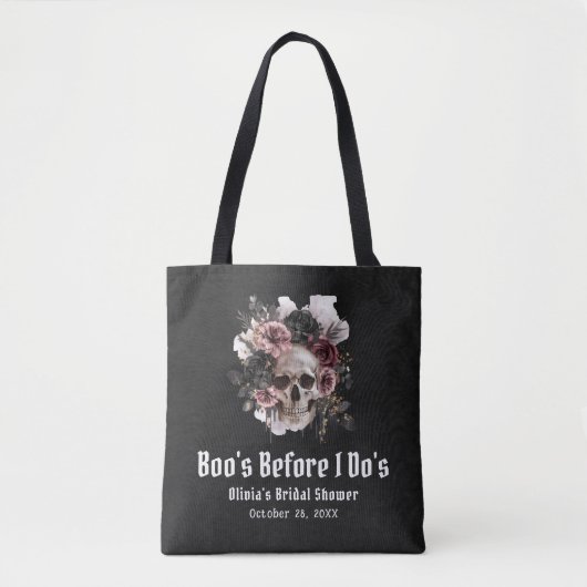 Halloween Skull Boo's Before I Do's Vrijgezellenfe Tote Bag (Voorkant)