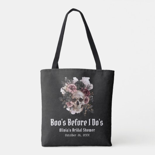 Halloween Skull Boo's Before I Do's Vrijgezellenfe Tote Bag (Achterkant)