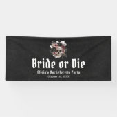 Halloween Skull Bride of Die Bachelorette Party Spandoek (Horizontaal)