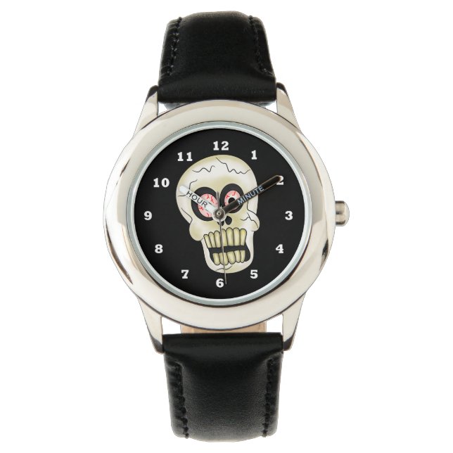 Halloween Skull cartoon kinder horloge (Voorkant)