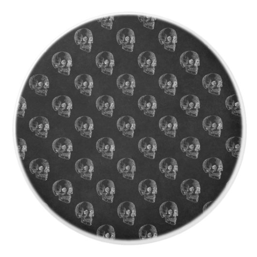 Halloween Skull Chalkboard Patroon Keramische Knop (Voorkant)