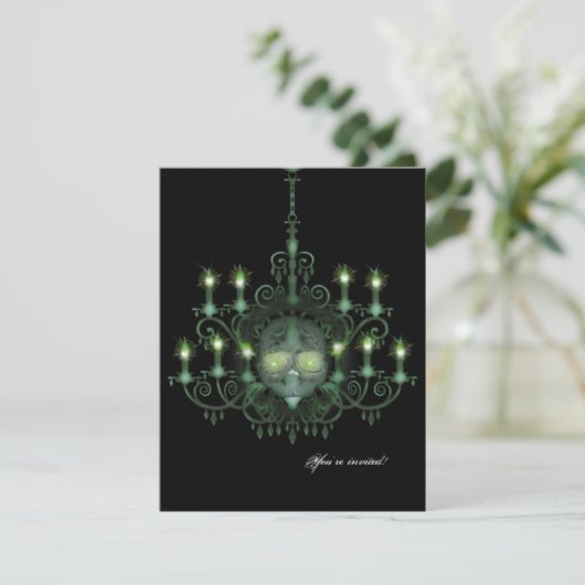 Halloween Skull Chandelier Wedding Kaart (Staand voorkant)