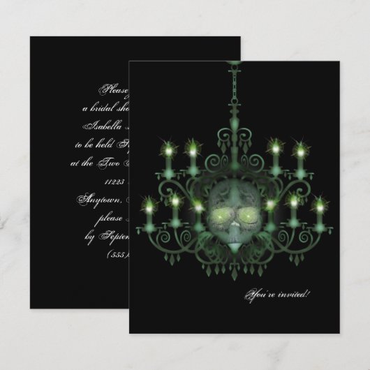 Halloween Skull Chandelier Wedding Kaart (Voorkant / Achterkant)