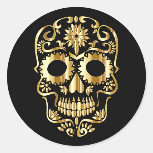 Halloween Skull Classic Round Sticker (Voorkant)