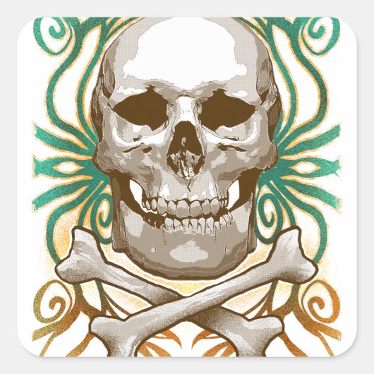 Halloween Skull Classic Round Sticker (Voorkant)