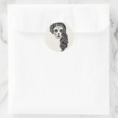 Halloween Skull Classic Round Sticker (Tas)