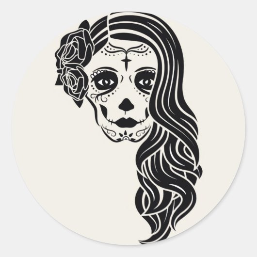 Halloween Skull Classic Round Sticker (Voorkant)