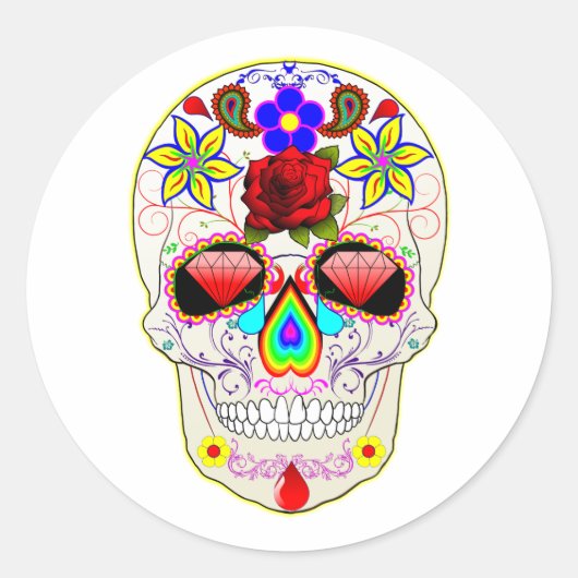 Halloween Skull Classic Round Sticker (Voorkant)
