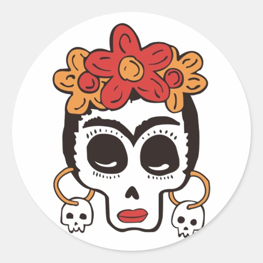 Halloween Skull Classic Round Sticker (Voorkant)