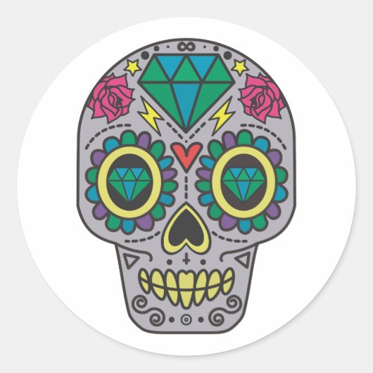 Halloween Skull Classic Round Sticker (Voorkant)