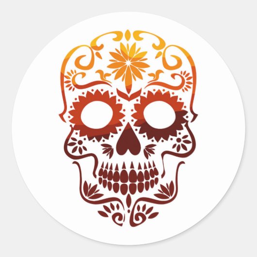 Halloween Skull Classic Round Sticker (Voorkant)