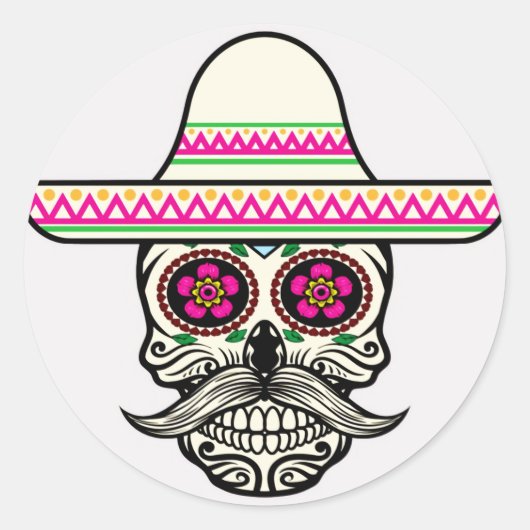 Halloween Skull Classic Round Sticker (Voorkant)