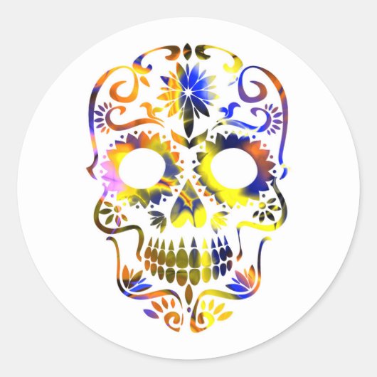 Halloween Skull Classic Round Sticker (Voorkant)