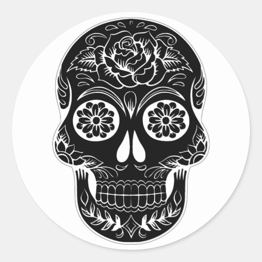 Halloween Skull Classic Round Sticker (Voorkant)