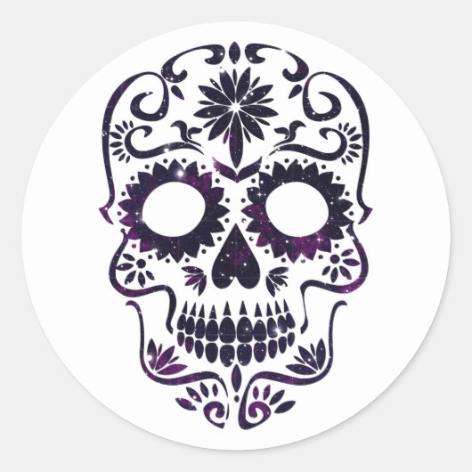 Halloween Skull Classic Round Sticker (Voorkant)