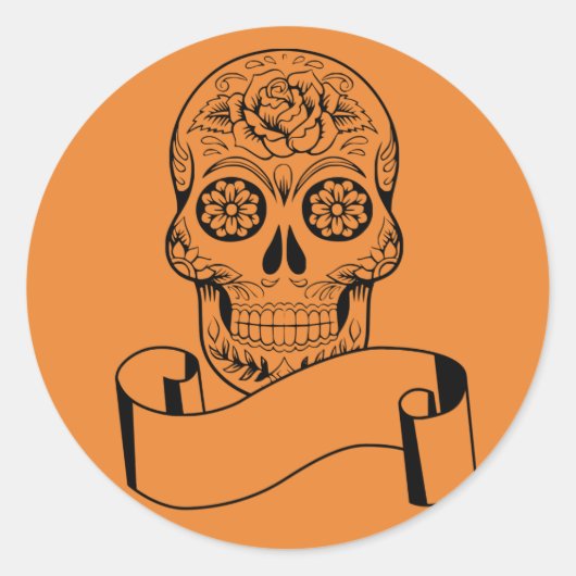 Halloween Skull Classic Round Sticker (Voorkant)