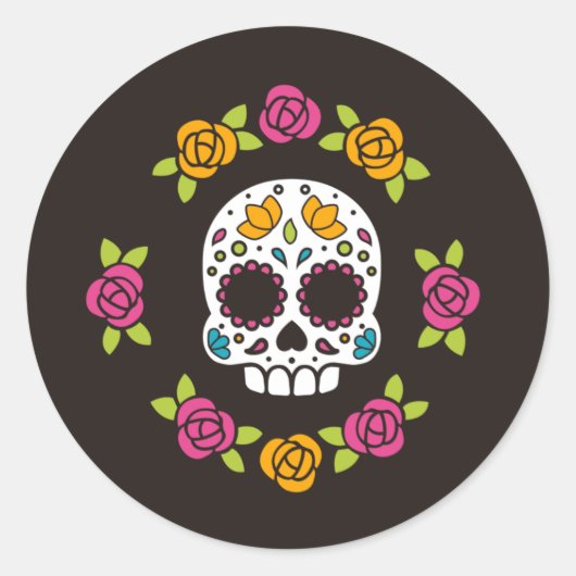 Halloween Skull Classic Round Sticker (Voorkant)