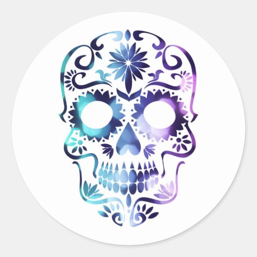 Halloween Skull Classic Round Sticker (Voorkant)