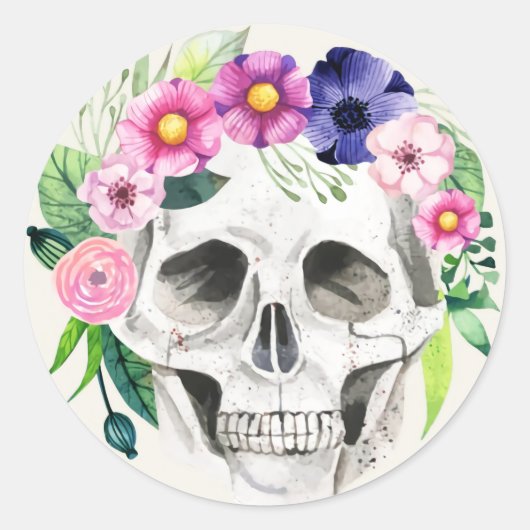 Halloween Skull Classic Round Sticker (Voorkant)
