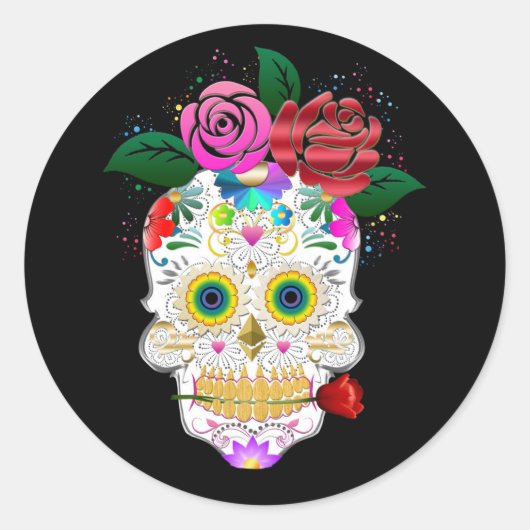 Halloween Skull Classic Round Sticker (Voorkant)