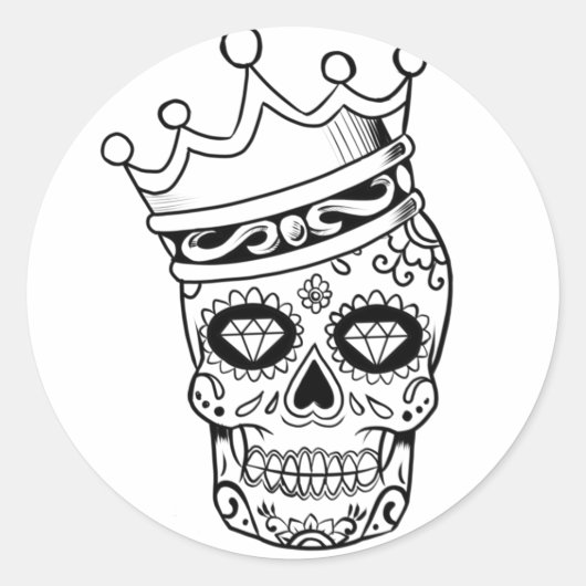 Halloween Skull Classic Round Sticker (Voorkant)