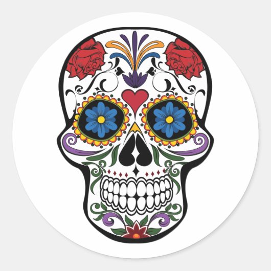 Halloween Skull Classic Round Sticker (Voorkant)
